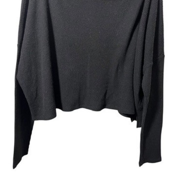 Splendid Black Off Shoulder Cowl Neck Ribbed Knit Top S NWOT Long Sleeve Cozy - Picture 3 of 5